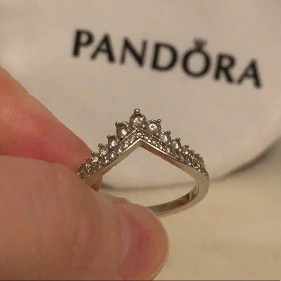 Pandora Sparkling Wishbone Ring Size 7.5 (56) - Picture 7 of 14
